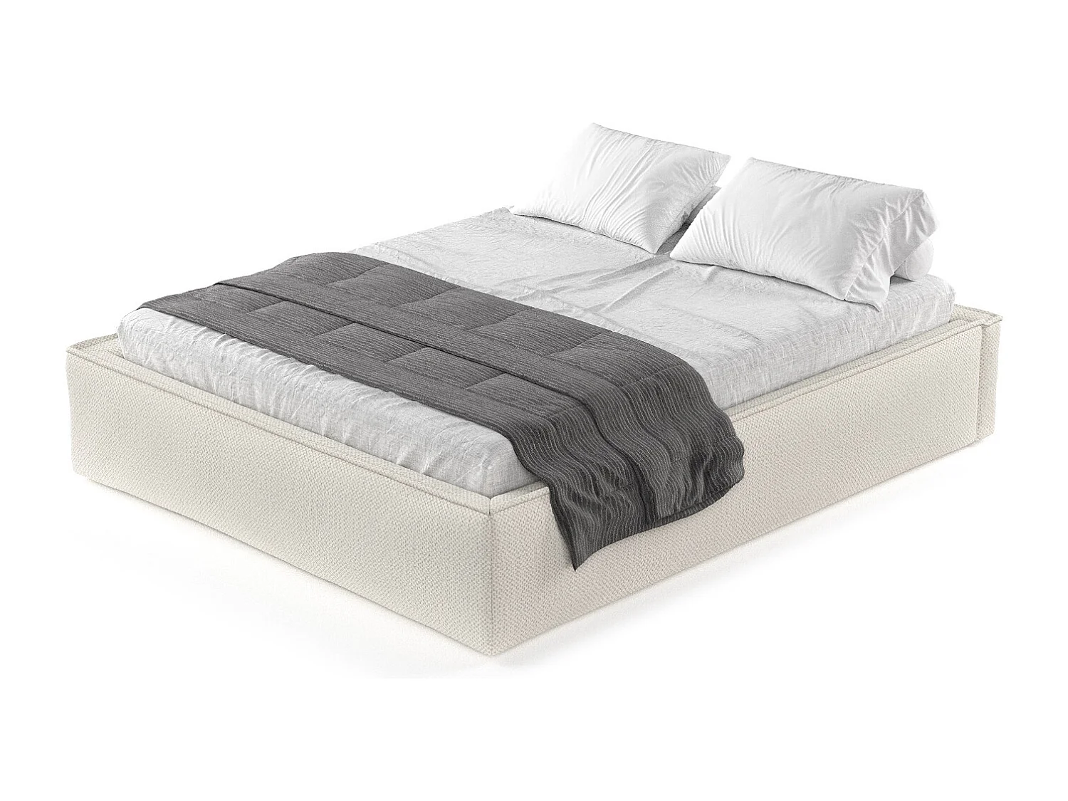 Polsterbett Alvar - 120 x 200 cm - Chenille-Stoff - beige