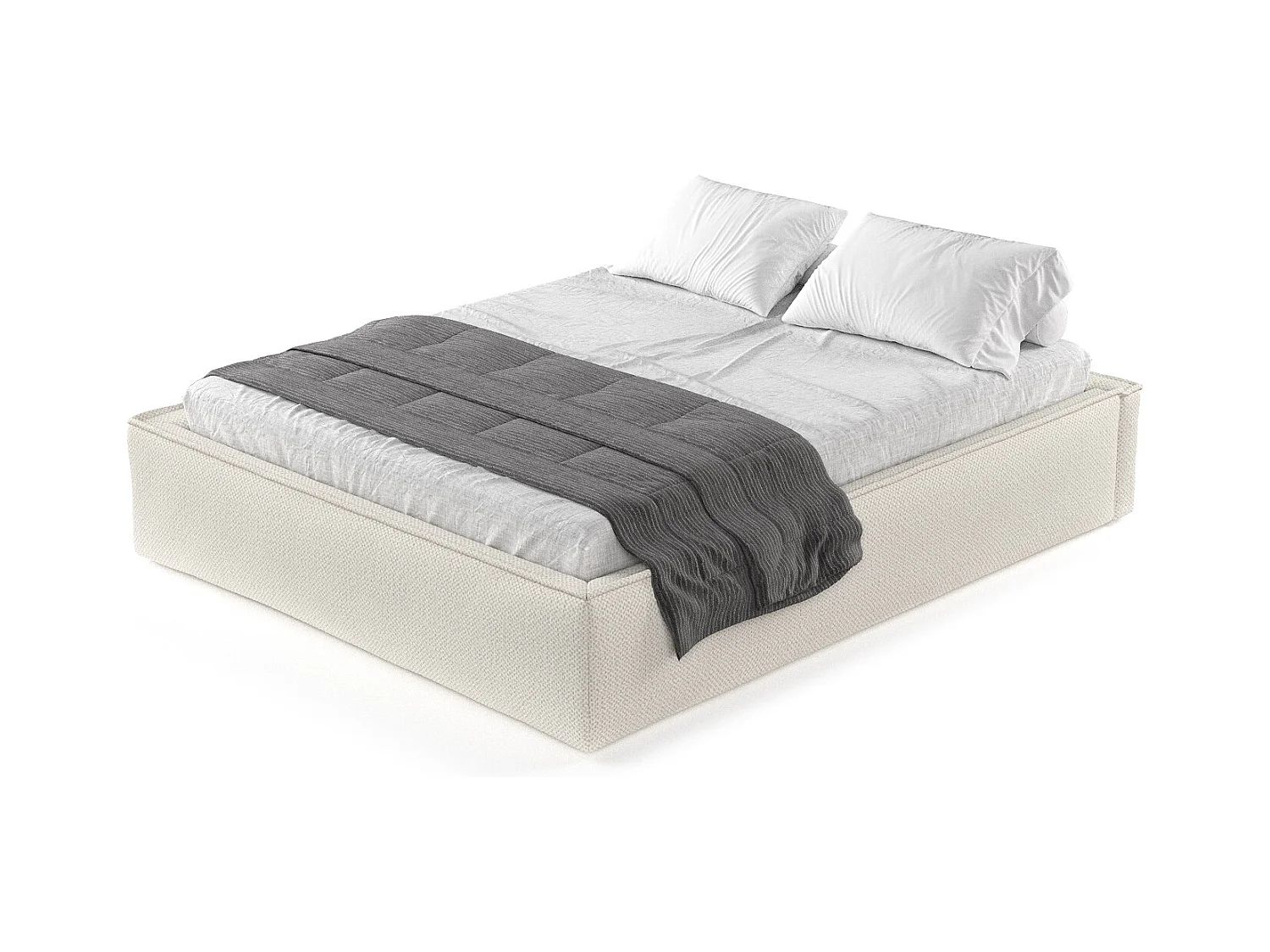 Lit coffre Alvar - 120 x 200 cm - chenille - beige