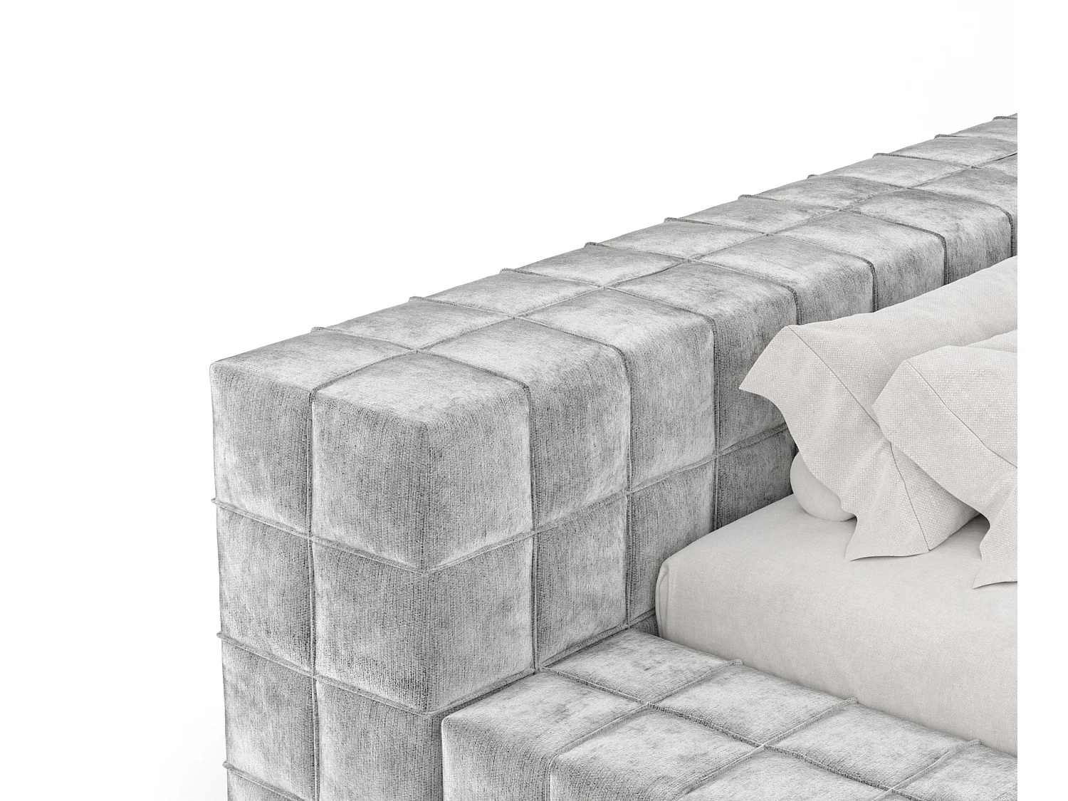 Polsterbett Nessino - 180 x 200 cm - Chenille-Stoff - hellgrau