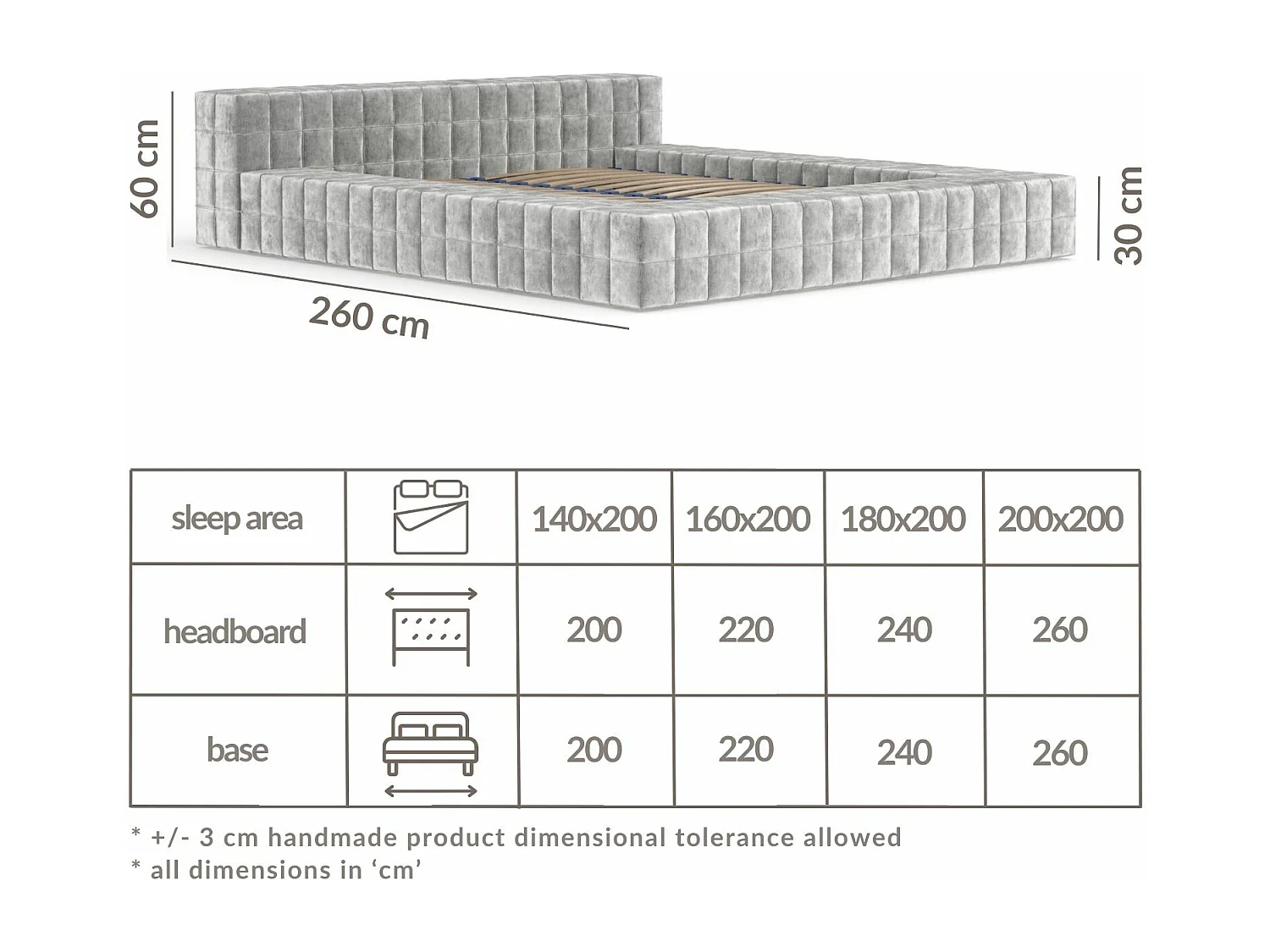Polsterbett Nessino - 180 x 200 cm - Chenille-Stoff - hellgrau