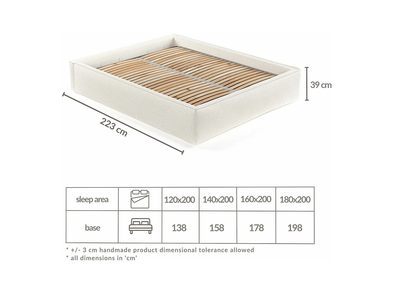 Lit coffre Alvar - 120 x 200 cm - chenille - gris