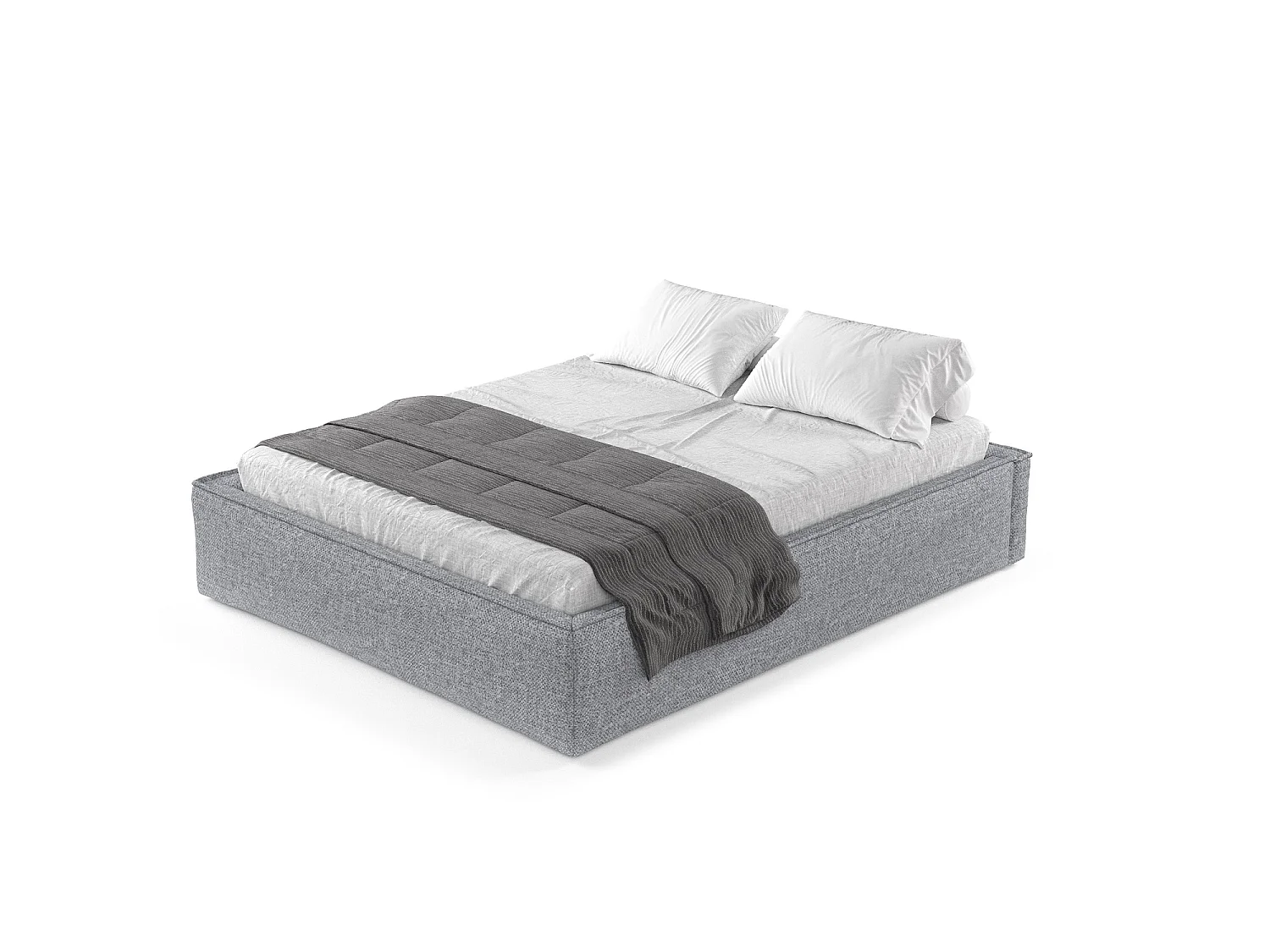Lit coffre Alvar - 120 x 200 cm - chenille - gris