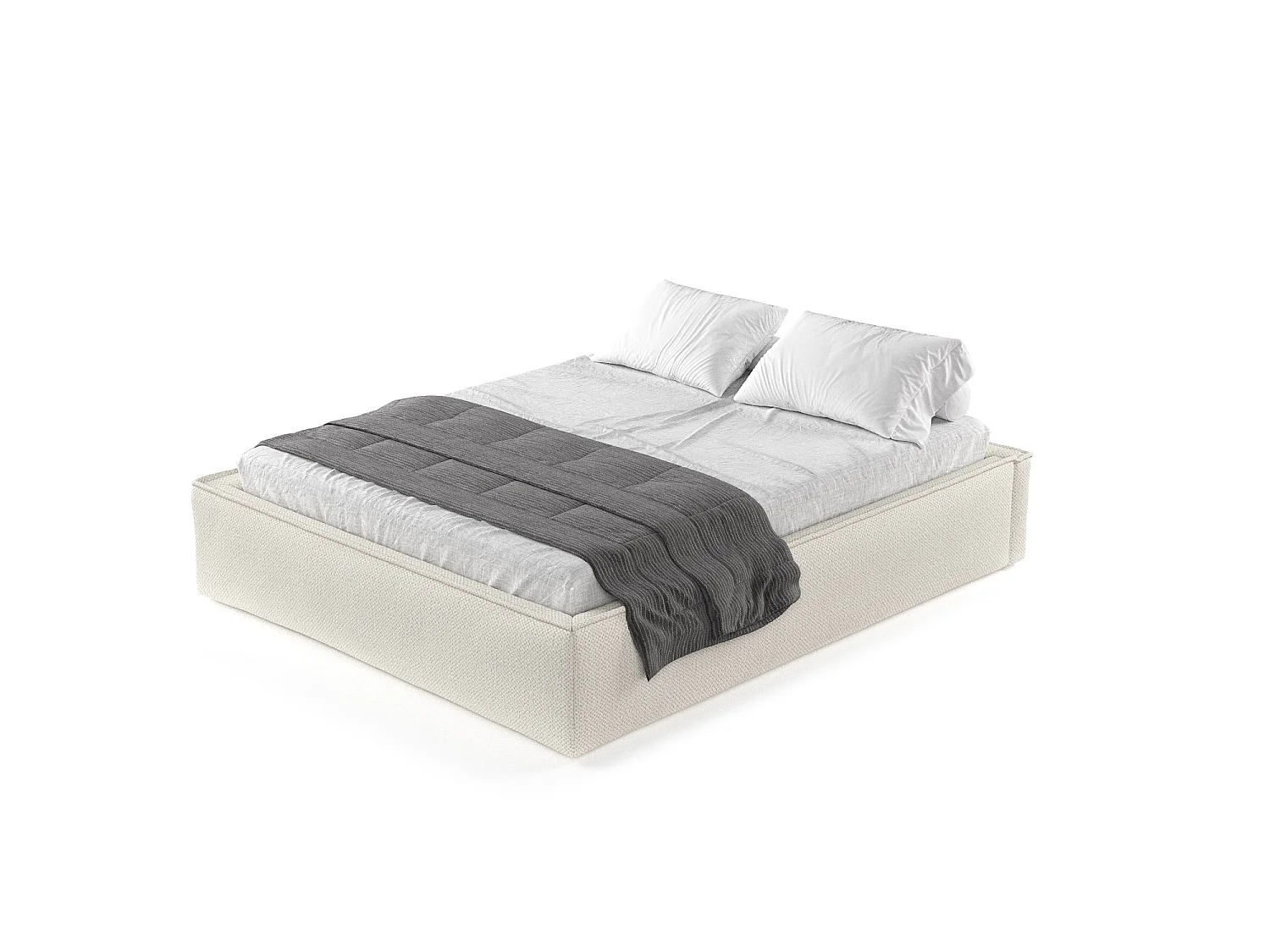 Lit coffre Alvar - 160 x 200 cm - chenille - beige