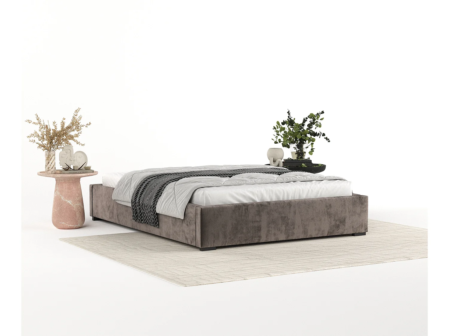 Polsterbett Maple - 140 x 200 cm - Chenille-Stoff - braun