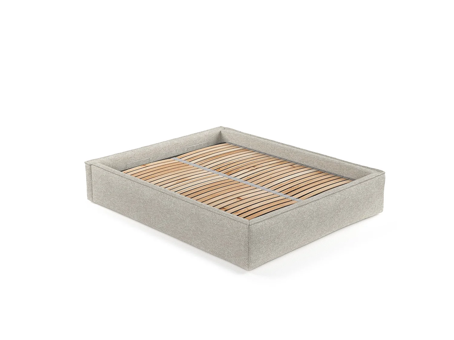 Lit coffre Alvar - 200 x 200 cm - chenille - beige-gris