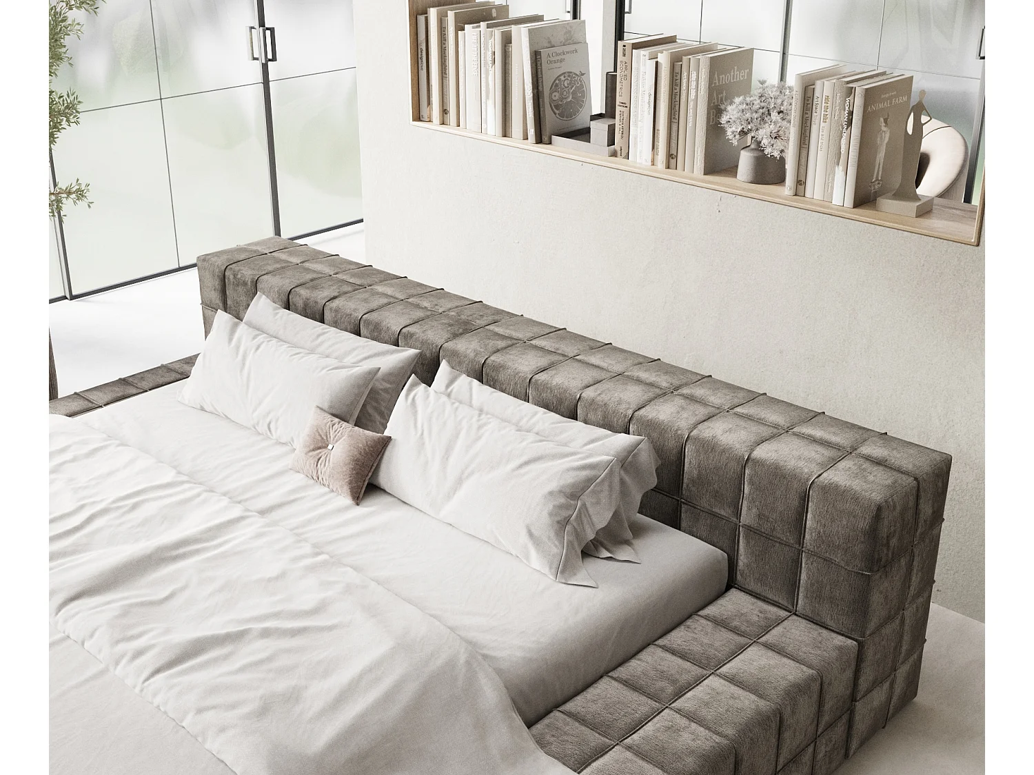 Polsterbett Nessino - 180 x 200 cm - Chenille-Stoff - braun