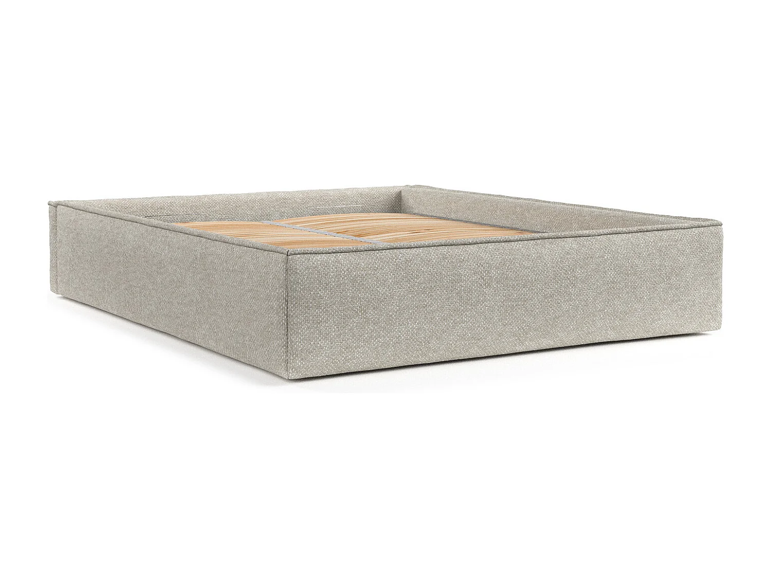 Lit coffre Alvar - 140 x 200 cm - chenille - beige-gris