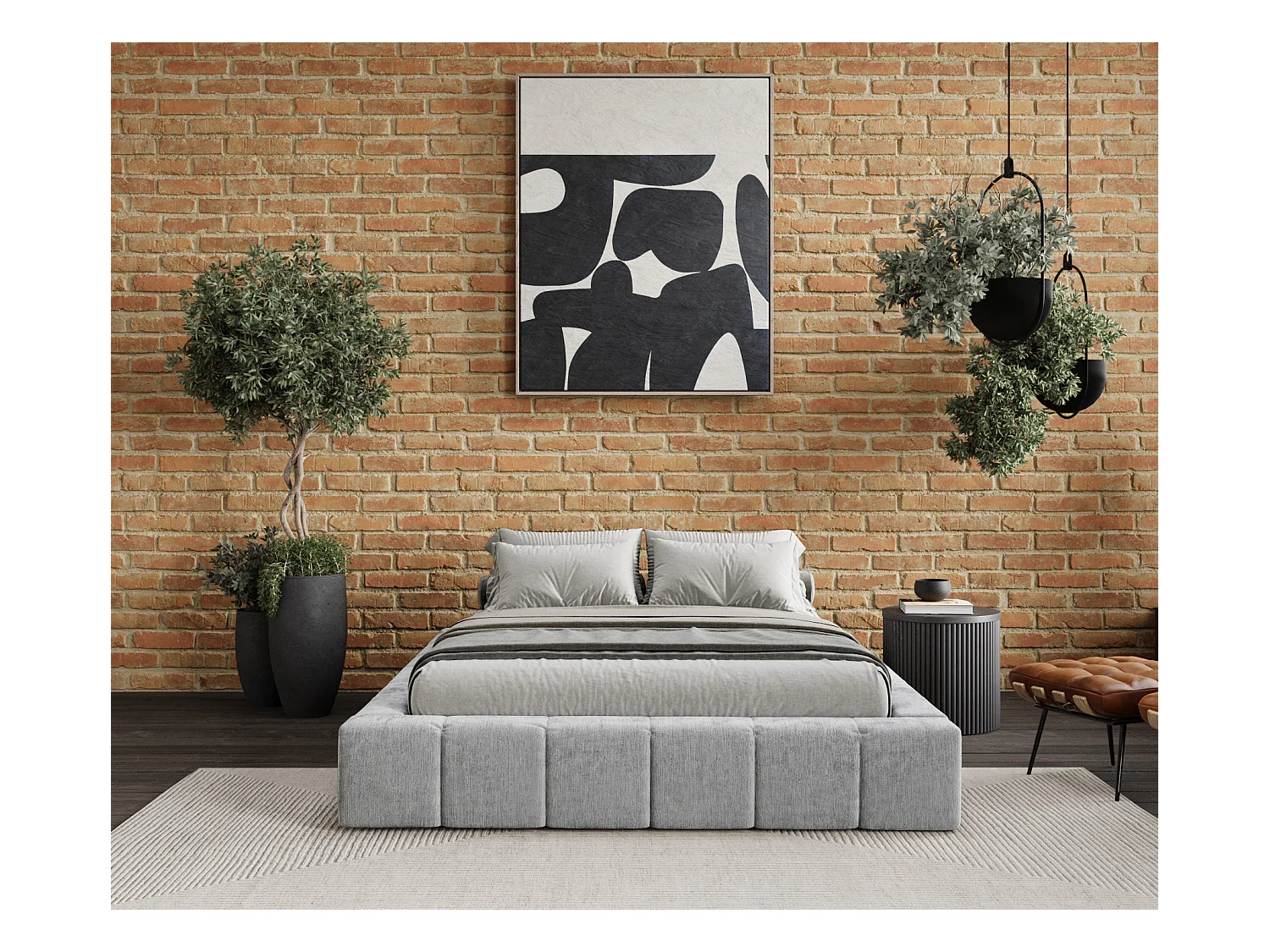 Lit coffre Aruba - 200 x 200 cm - chenille - gris clair