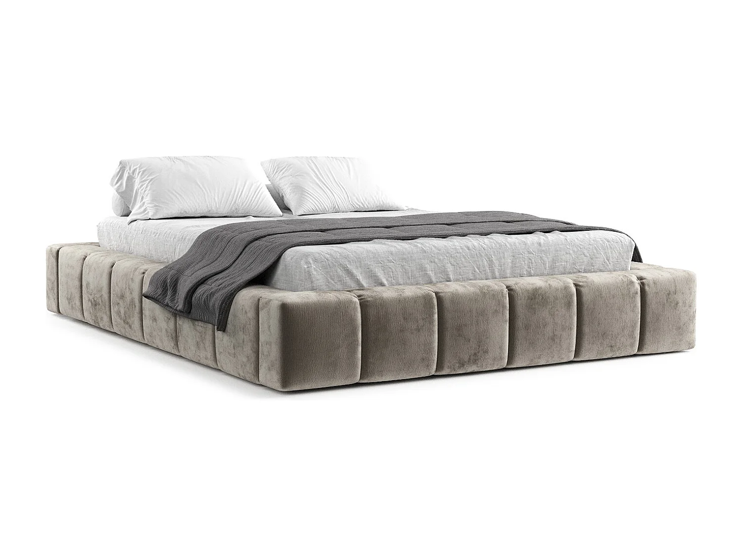 Lit coffre Aruba - 180 x 200 cm - chenille - beige