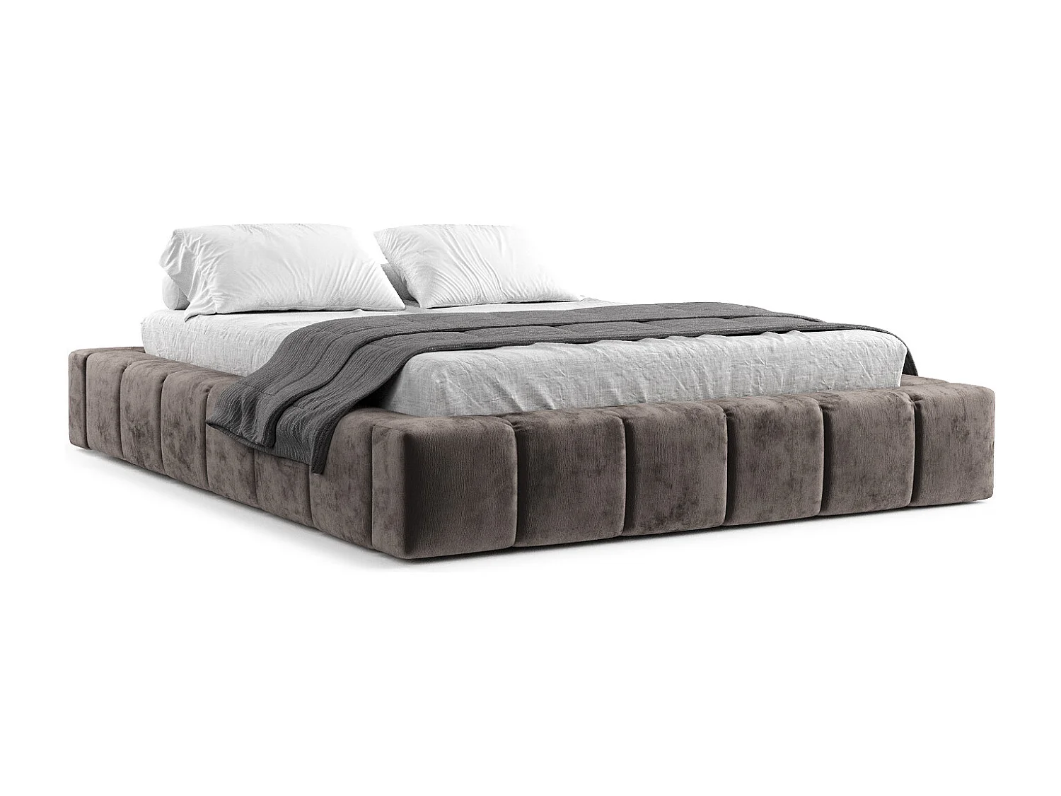 Lit coffre Aruba - 160 x 200 cm - chenille - brun