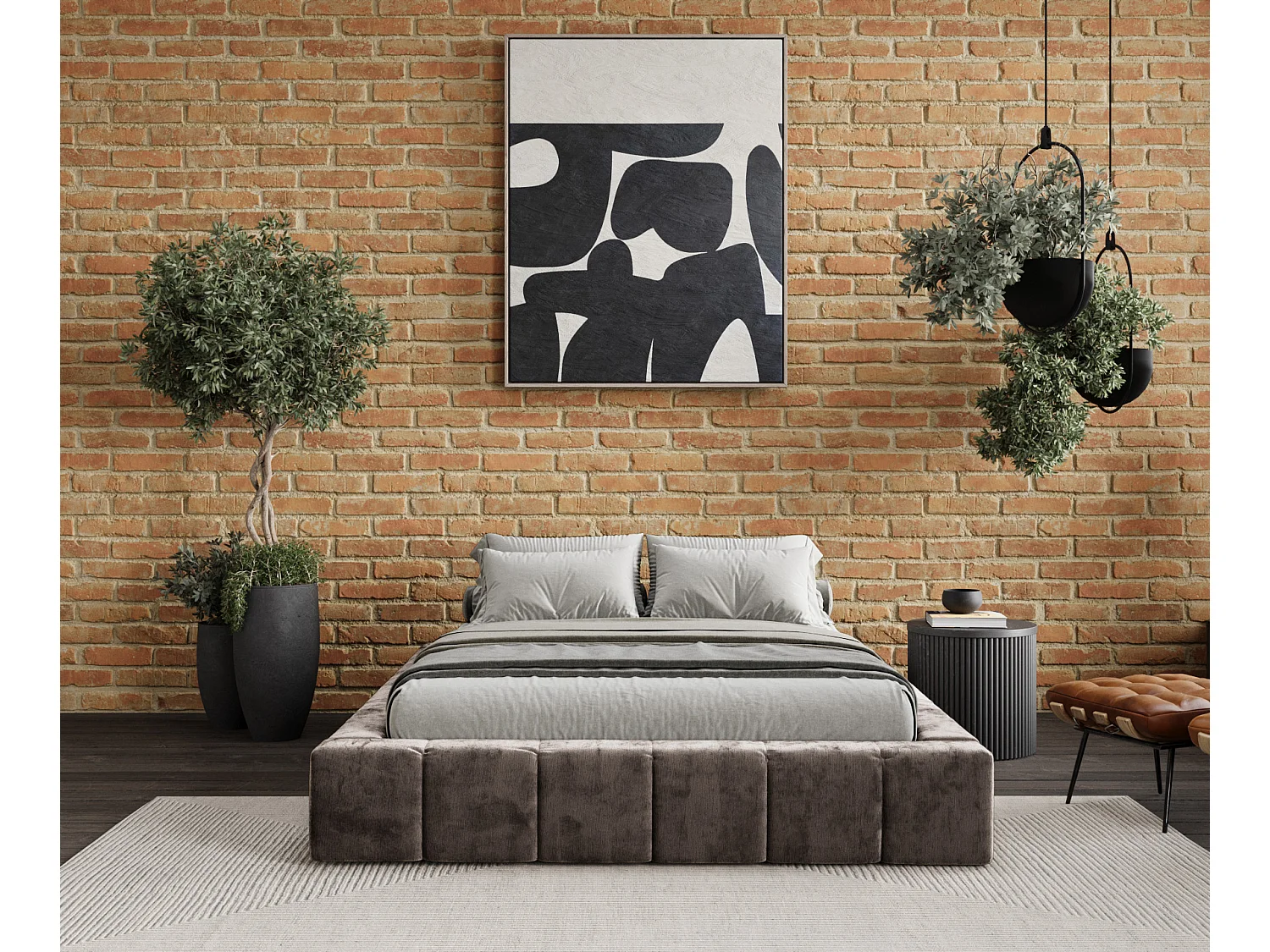 Lit coffre Aruba - 160 x 200 cm - chenille - brun