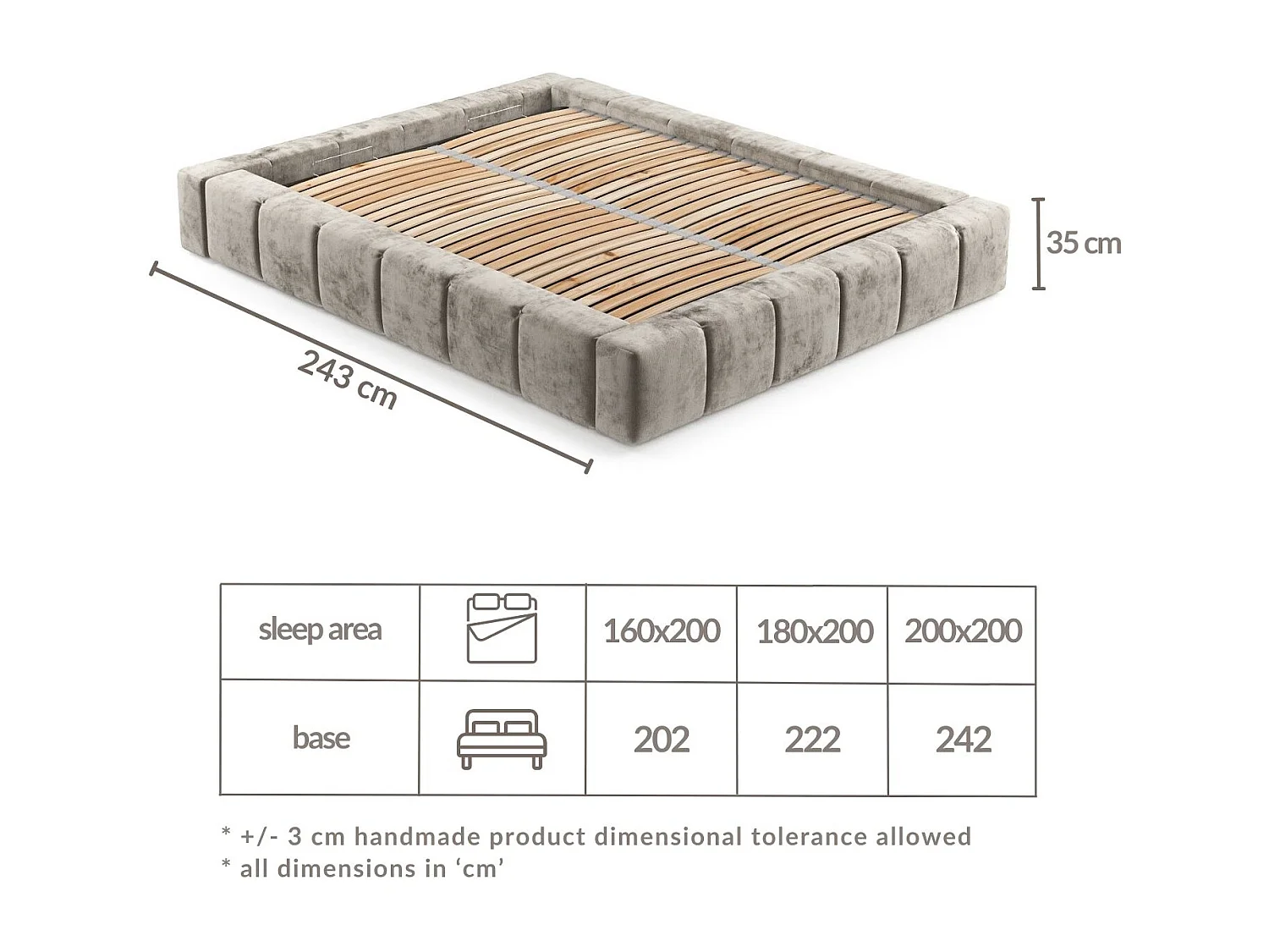 Lit coffre Aruba - 160 x 200 cm - chenille - brun