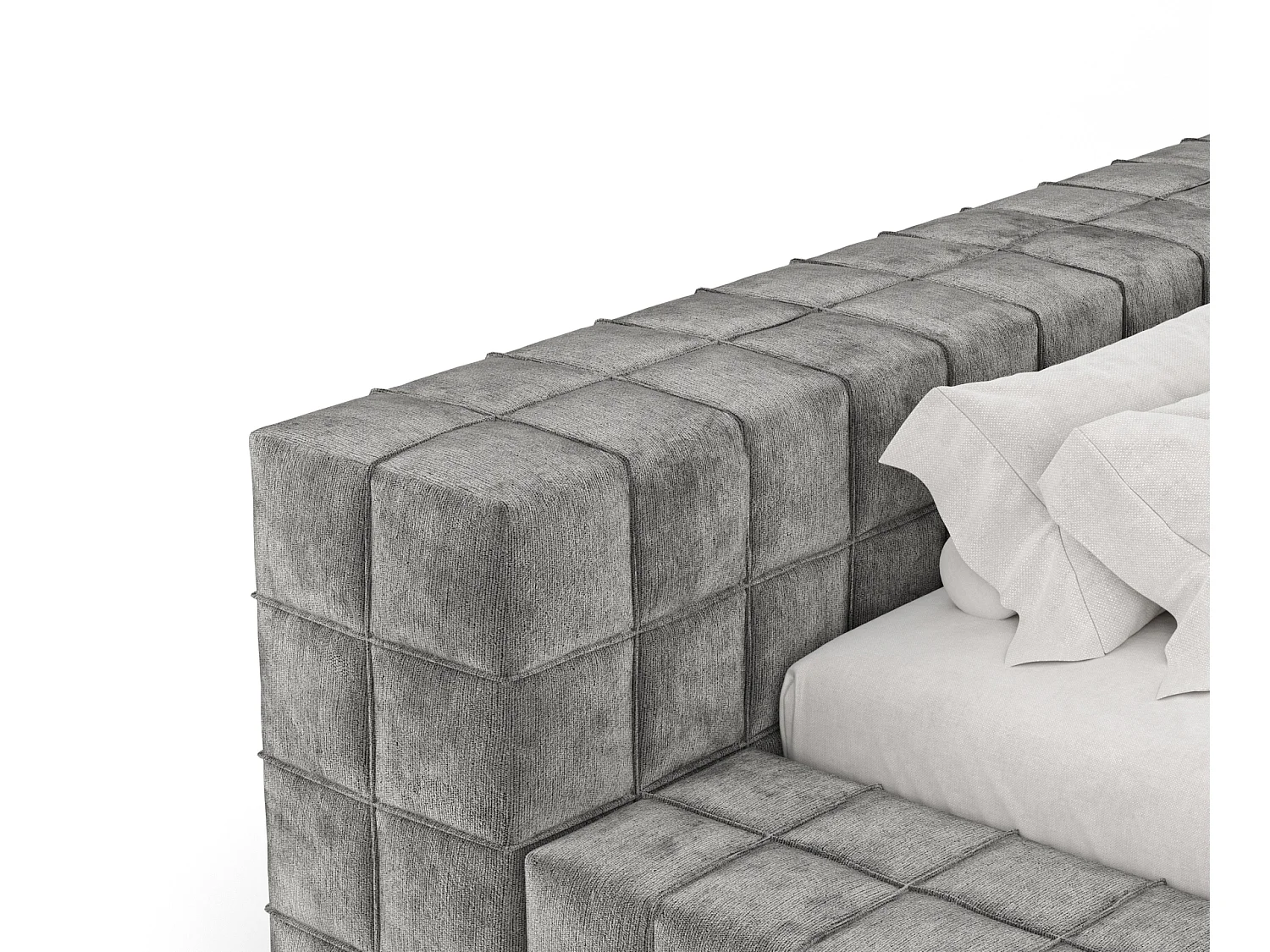 Polsterbett Nessino - 180 x 200 cm - Chenille-Stoff - grau