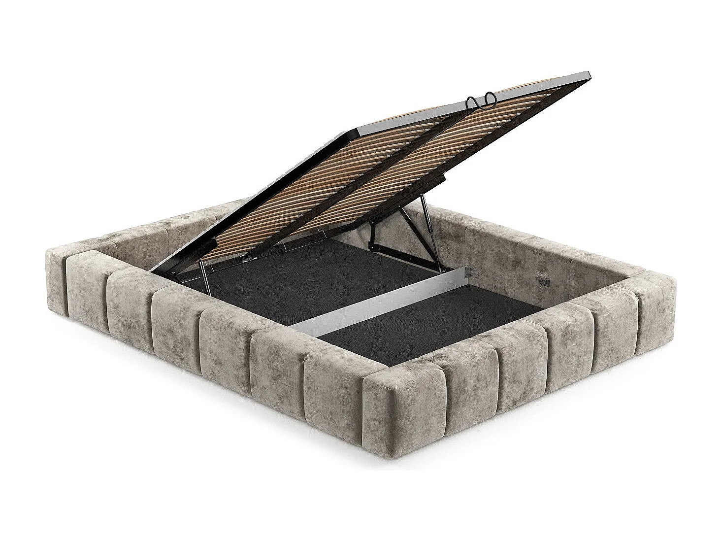 Lit coffre Aruba - 200 x 200 cm - chenille - beige