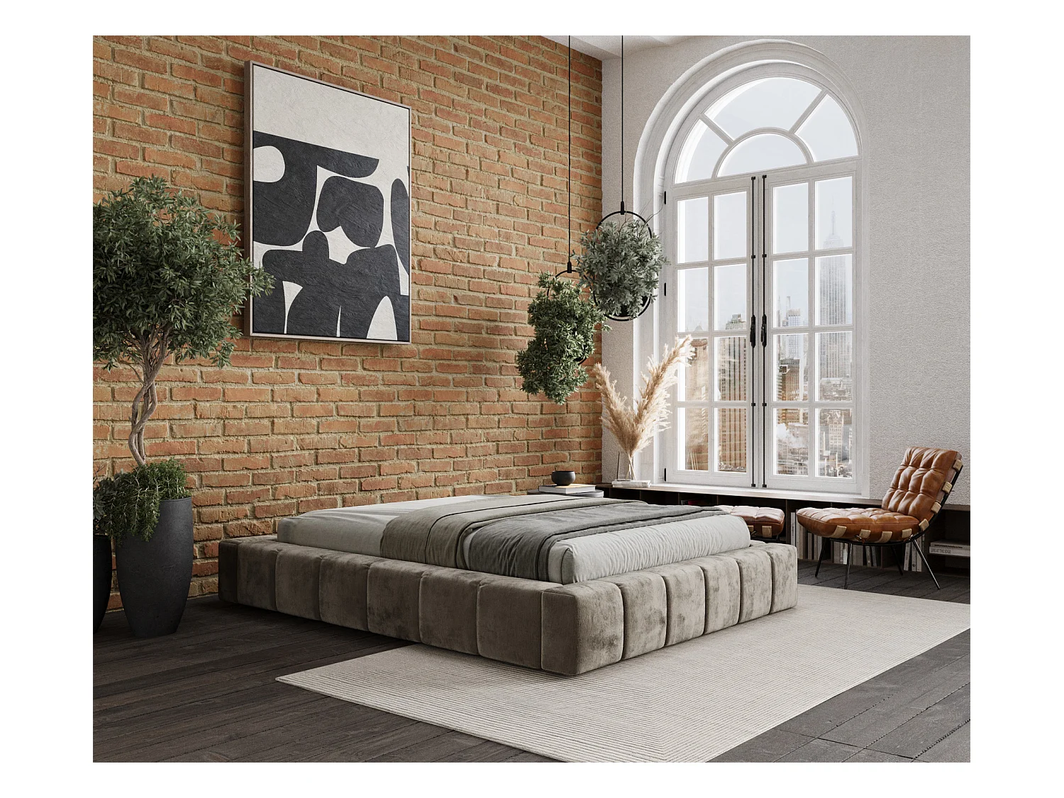 Lit coffre Aruba - 200 x 200 cm - chenille - beige