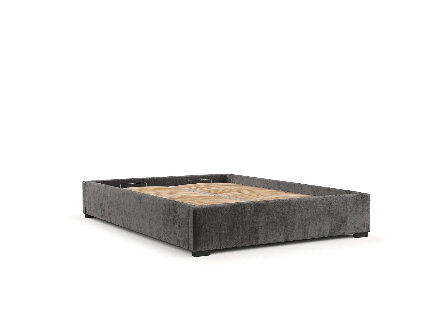 Lit coffre Maple - 160 x 200 cm - chenille - gris foncé