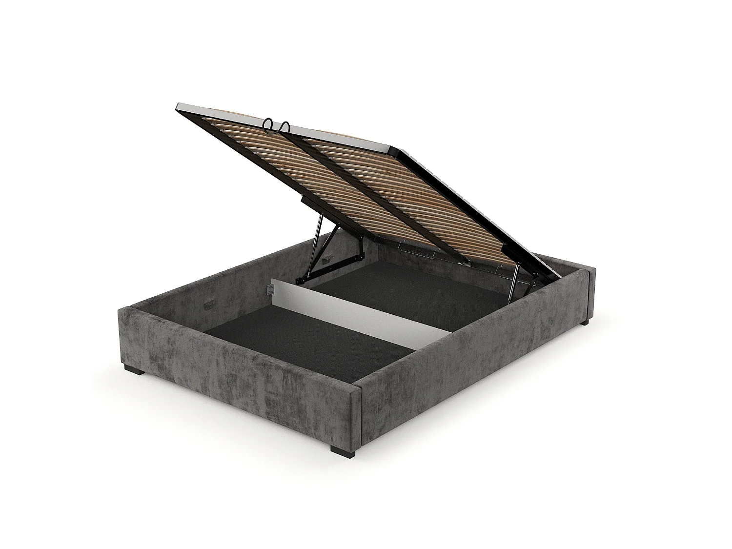 Lit coffre Maple - 160 x 200 cm - chenille - gris foncé