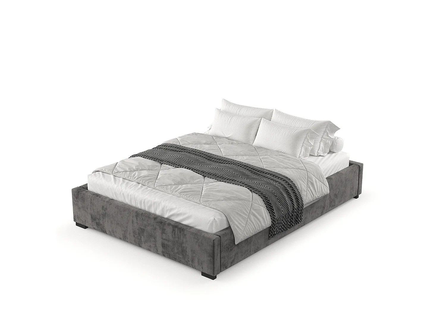 Lit coffre Maple - 160 x 200 cm - chenille - gris foncé