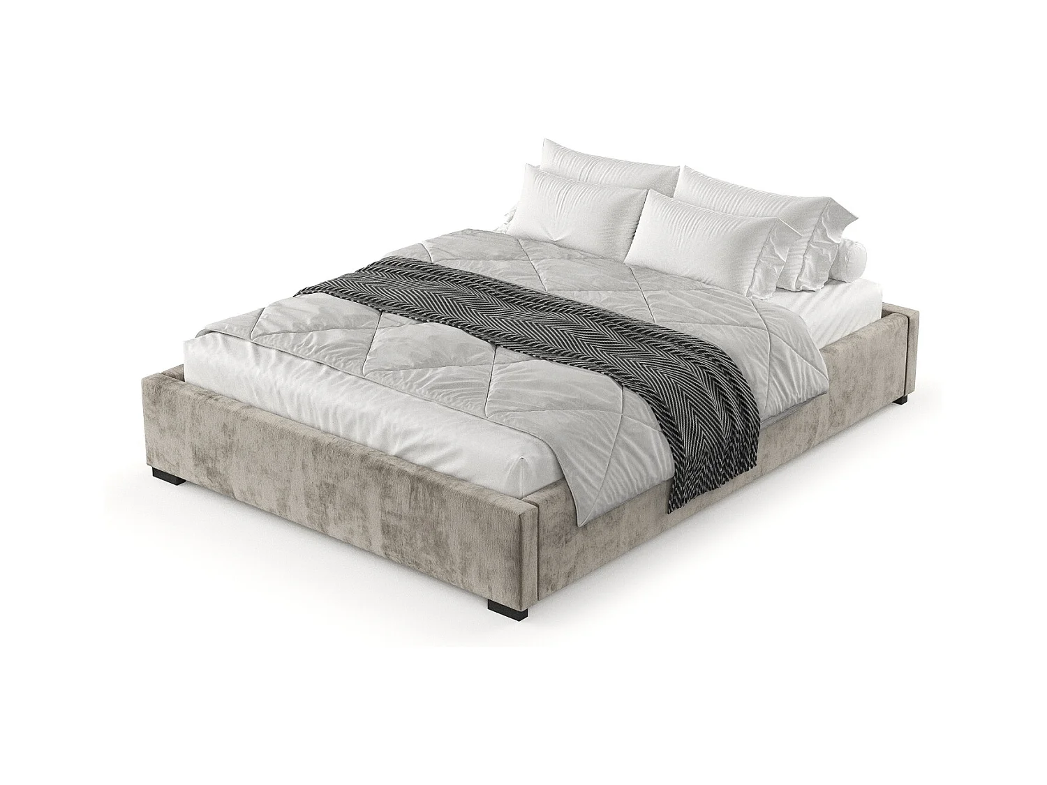 Lit coffre Maple - 120 x 200 cm - chenille - beige