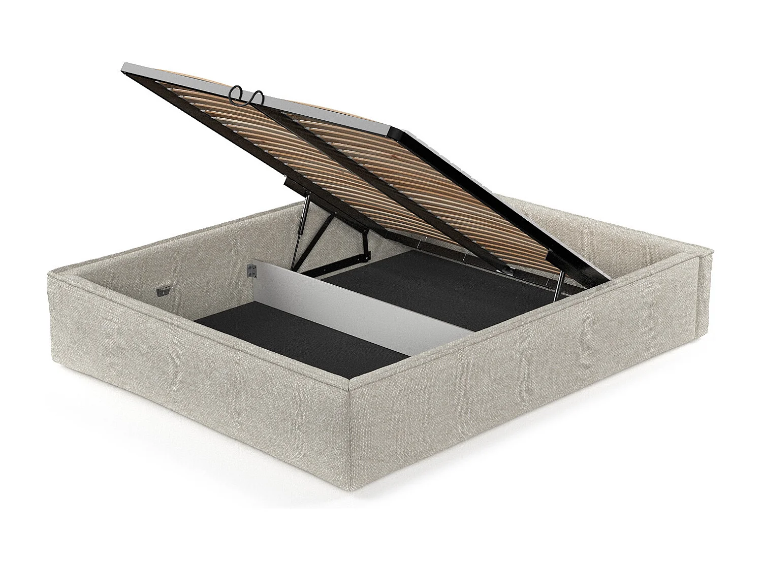 Lit coffre Alvar - 180 x 200 cm - chenille - beige-gris