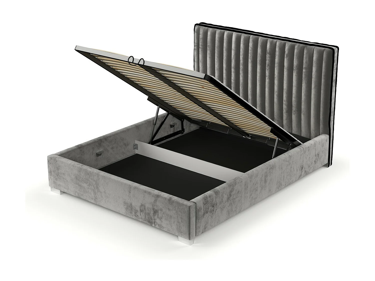 Polsterbett Breeze - 120 x 200 cm - Chenille-Stoff - grau