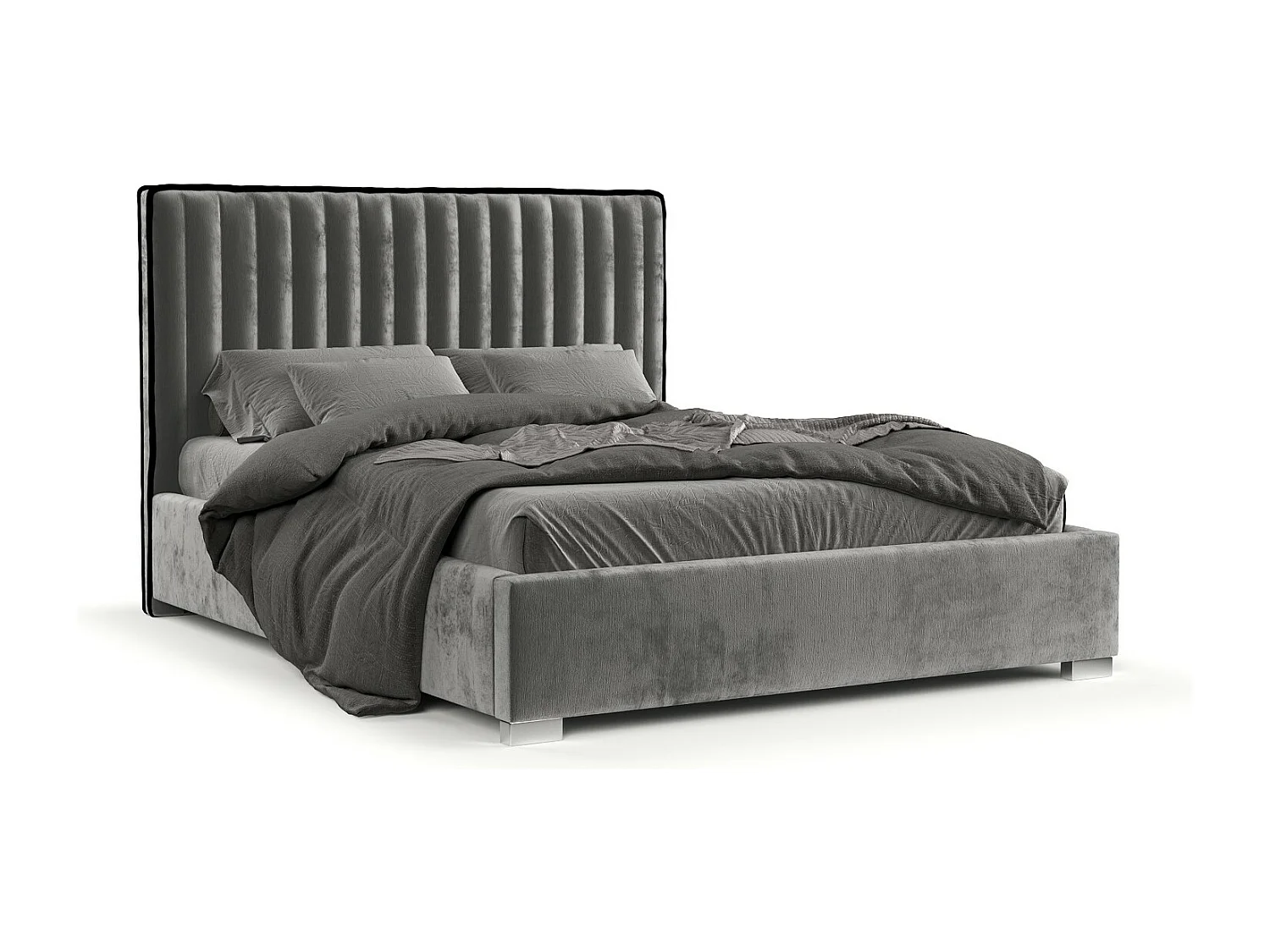 Polsterbett Breeze - 120 x 200 cm - Chenille-Stoff - grau