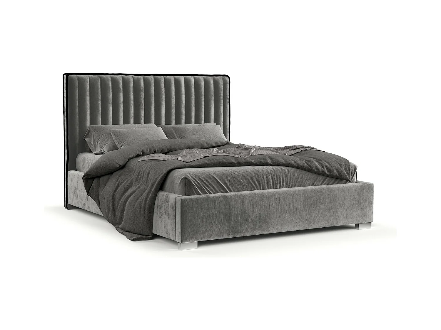 Polsterbett Breeze - 120 x 200 cm - Chenille-Stoff - grau