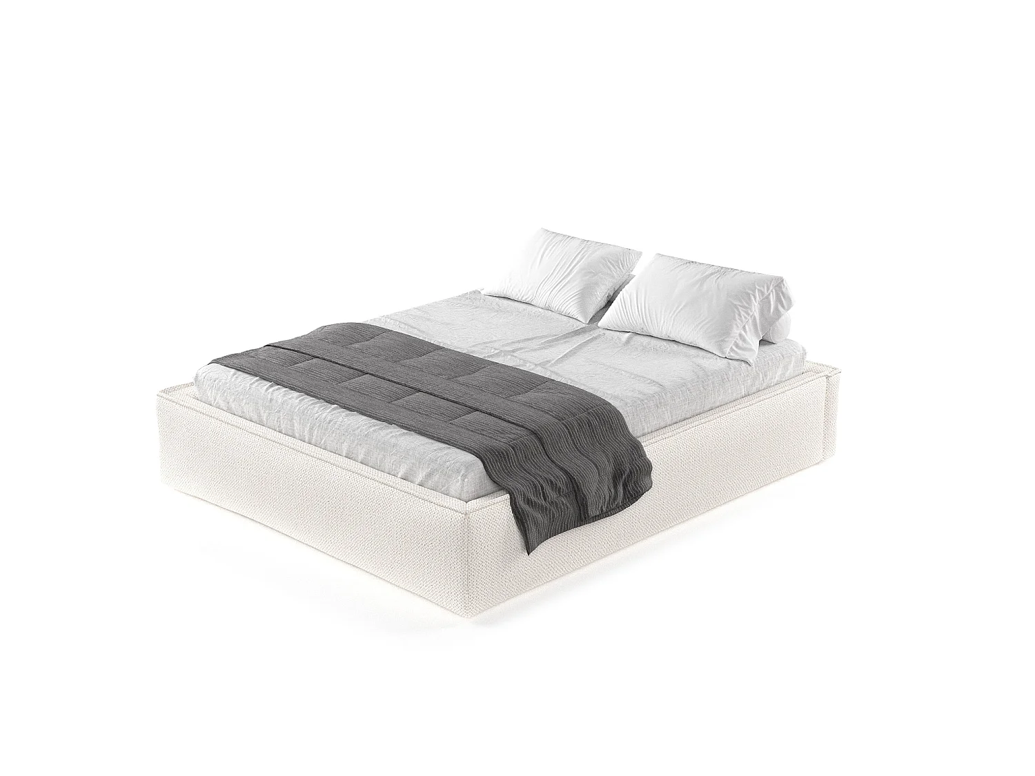 Polsterbett Alvar - 160 x 200 cm - Chenille-Stoff - creme