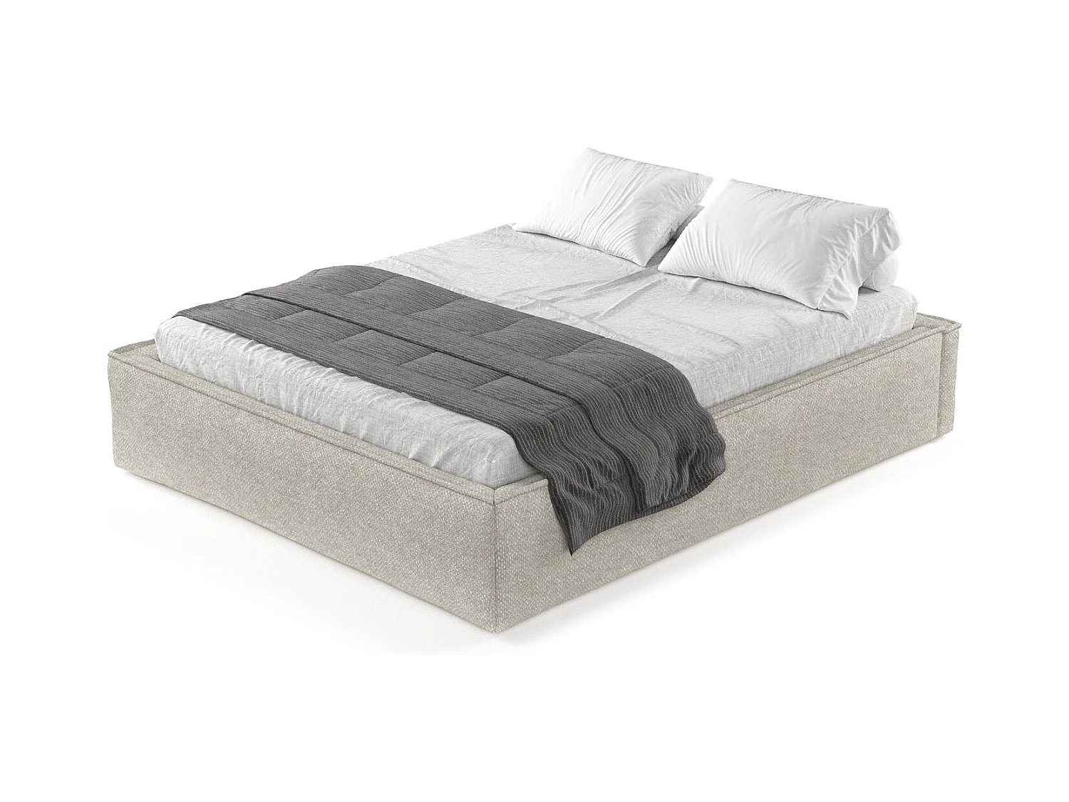 Lit coffre Alvar - 120 x 200 cm - chenille - beige-gris