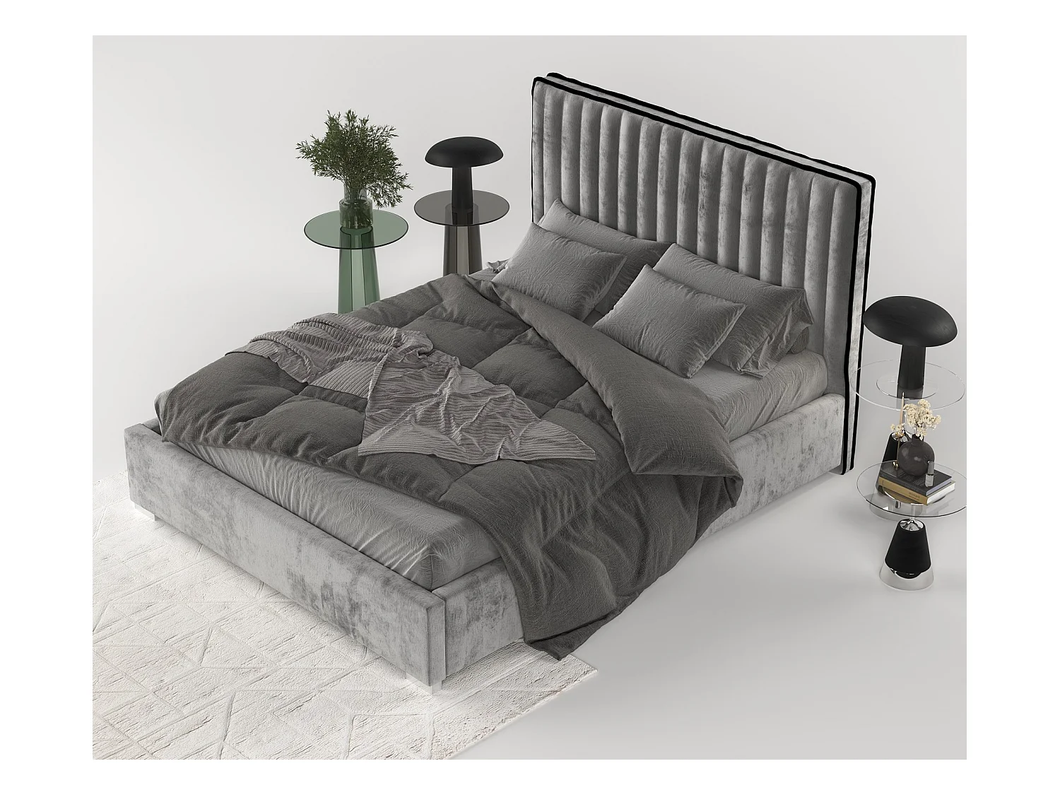 Polsterbett Breeze - 140 x 200 cm - Chenille-Stoff - grau