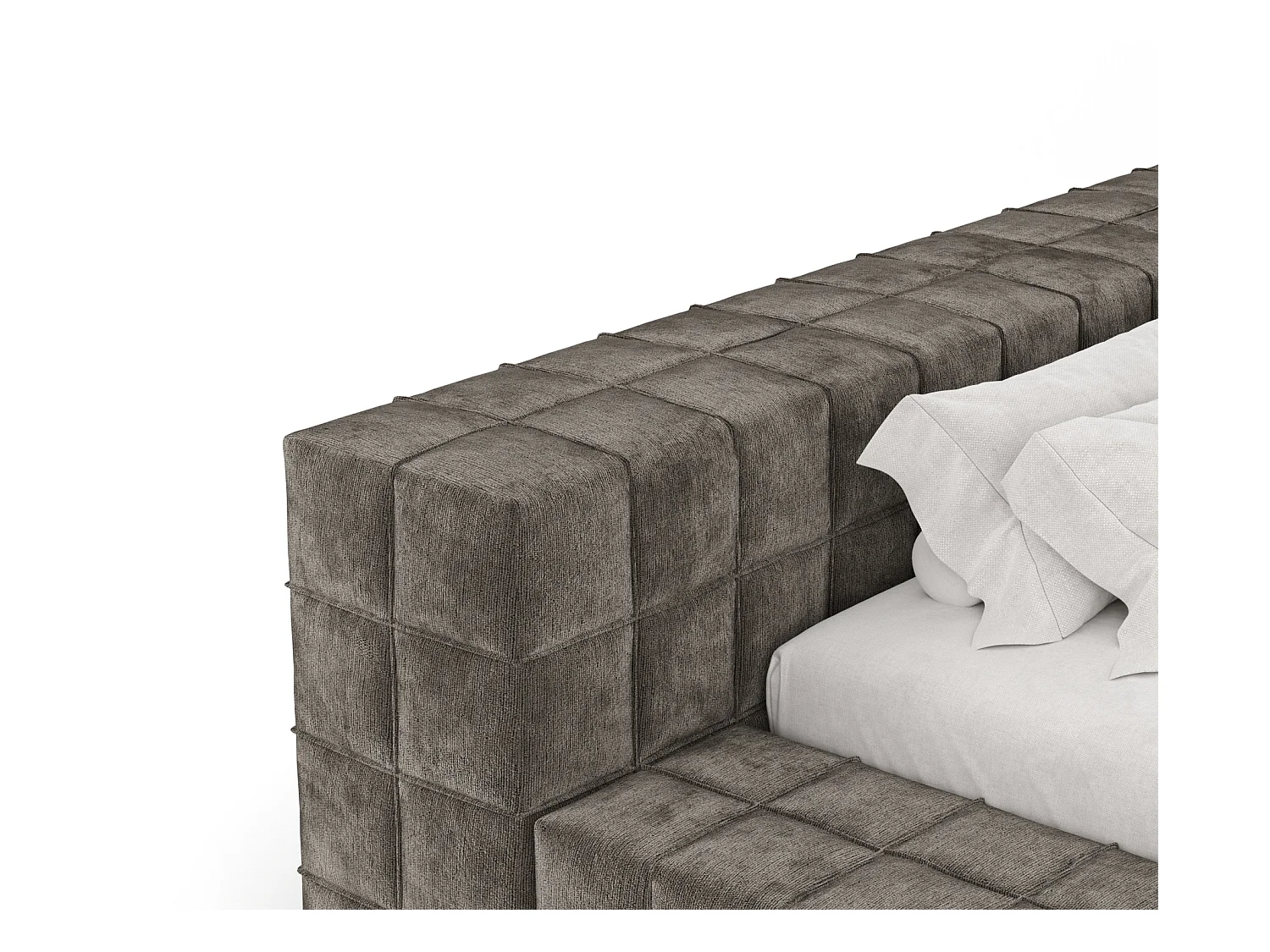 Polsterbett Nessino - 200 x 200 cm - Chenille-Stoff - braun