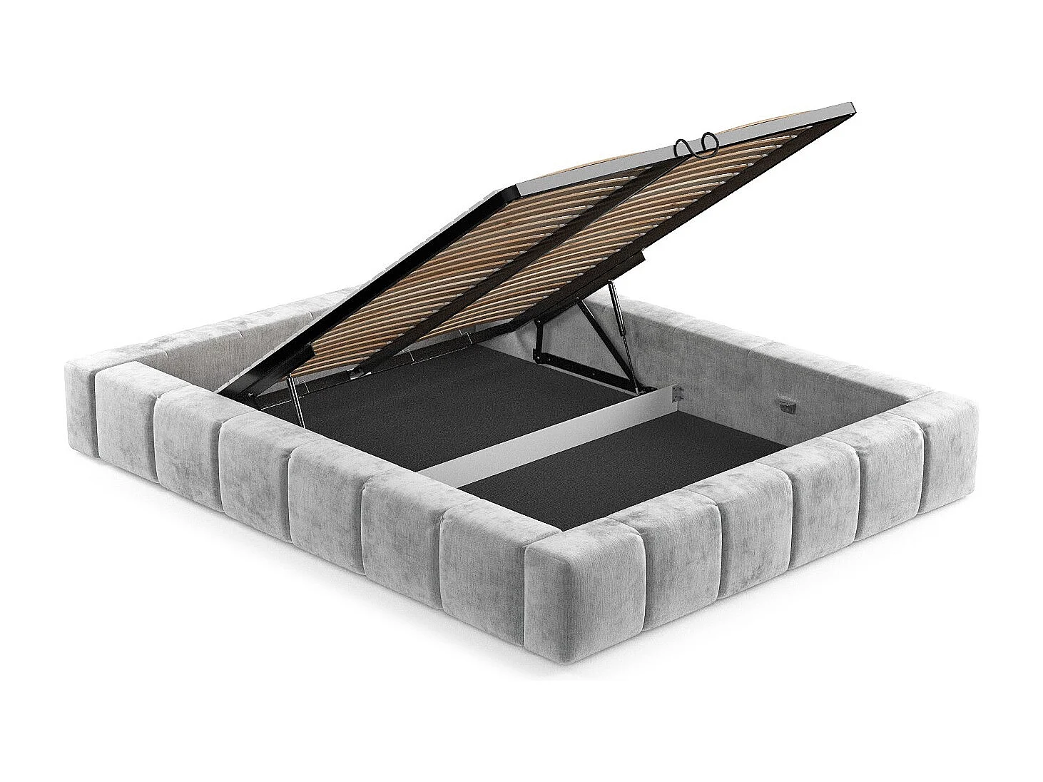 Lit coffre Aruba - 180 x 200 cm - chenille - gris clair