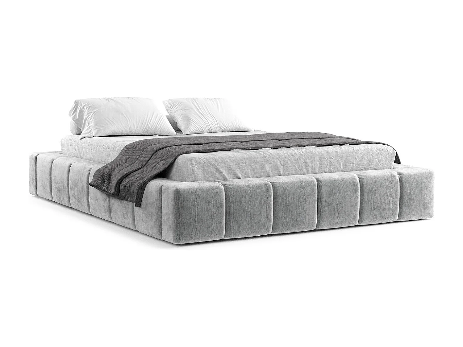 Lit coffre Aruba - 180 x 200 cm - chenille - gris clair