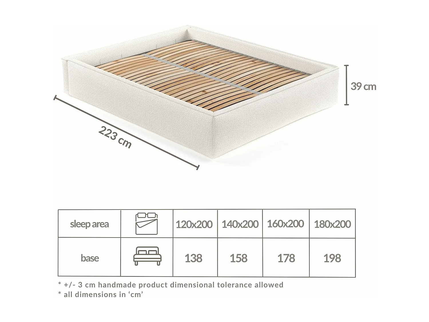 Lit coffre Alvar - 160 x 200 cm - chenille - beige-gris