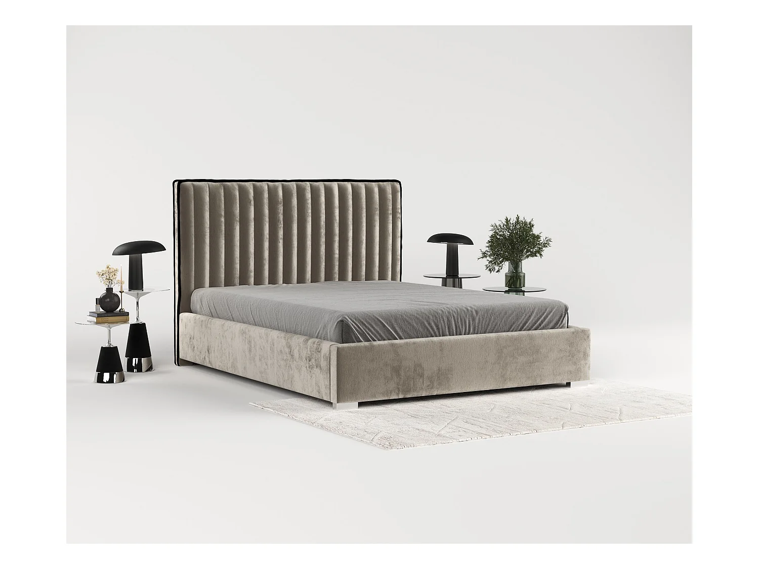 Lit coffre Breeze - 160 x 200 cm - chenille - beige