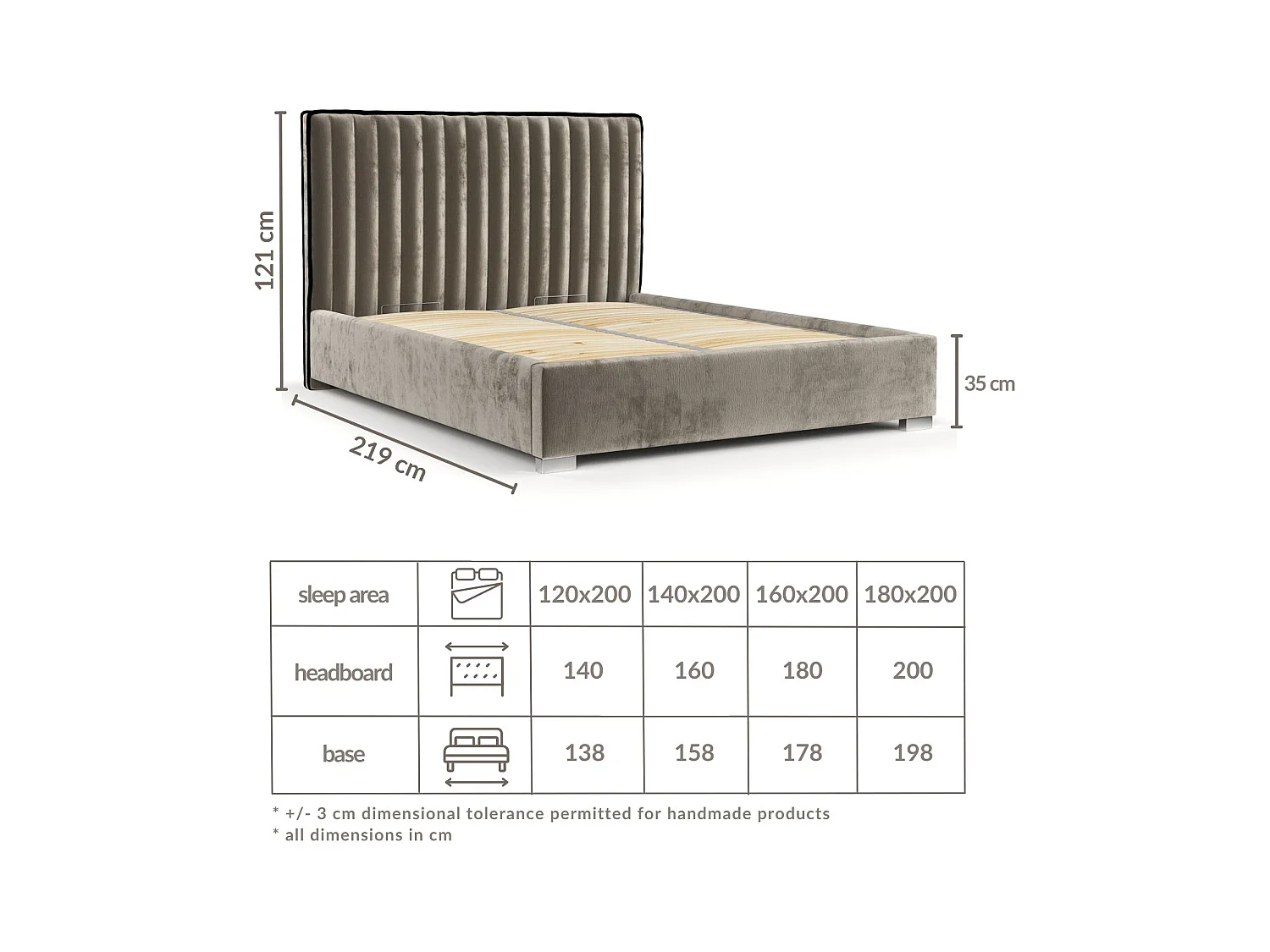 Polsterbett Breeze - 160 x 200 cm - Chenille-Stoff - beige