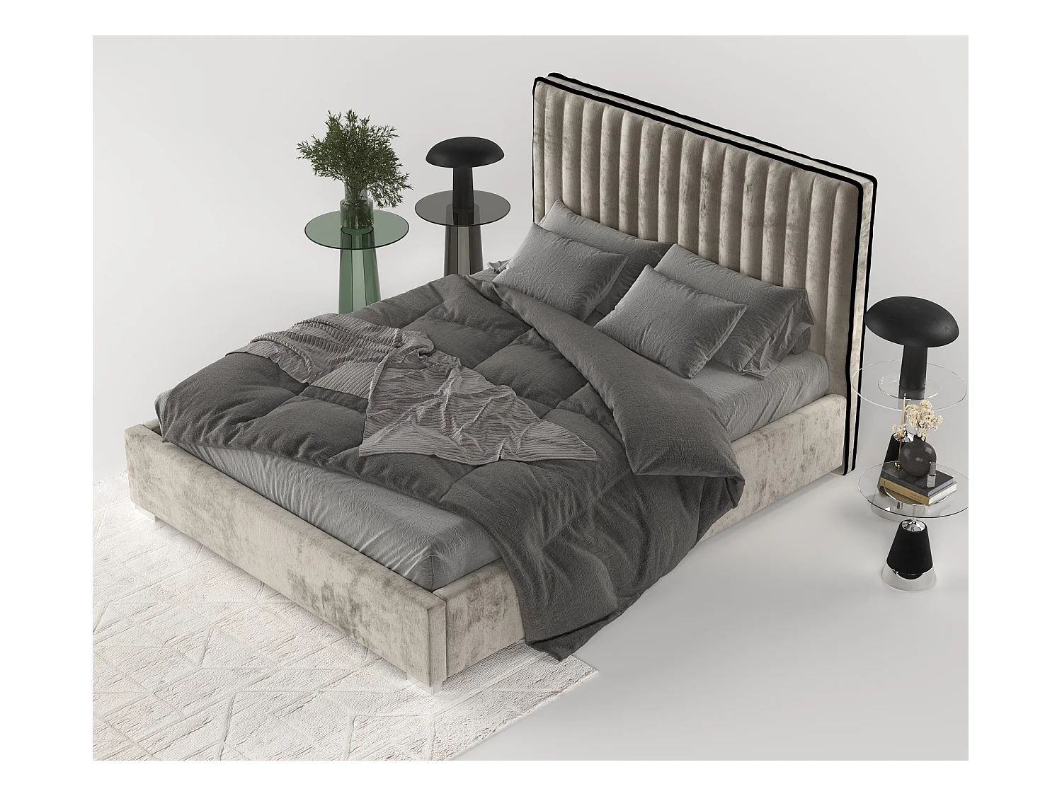 Polsterbett Breeze - 160 x 200 cm - Chenille-Stoff - beige