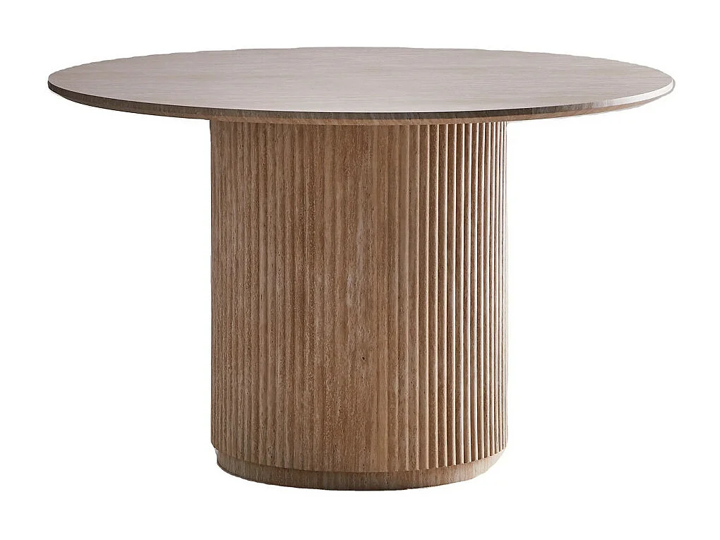 Mesa de comedor redonda de base central acanalada para 4 comensales 120 cm Cela