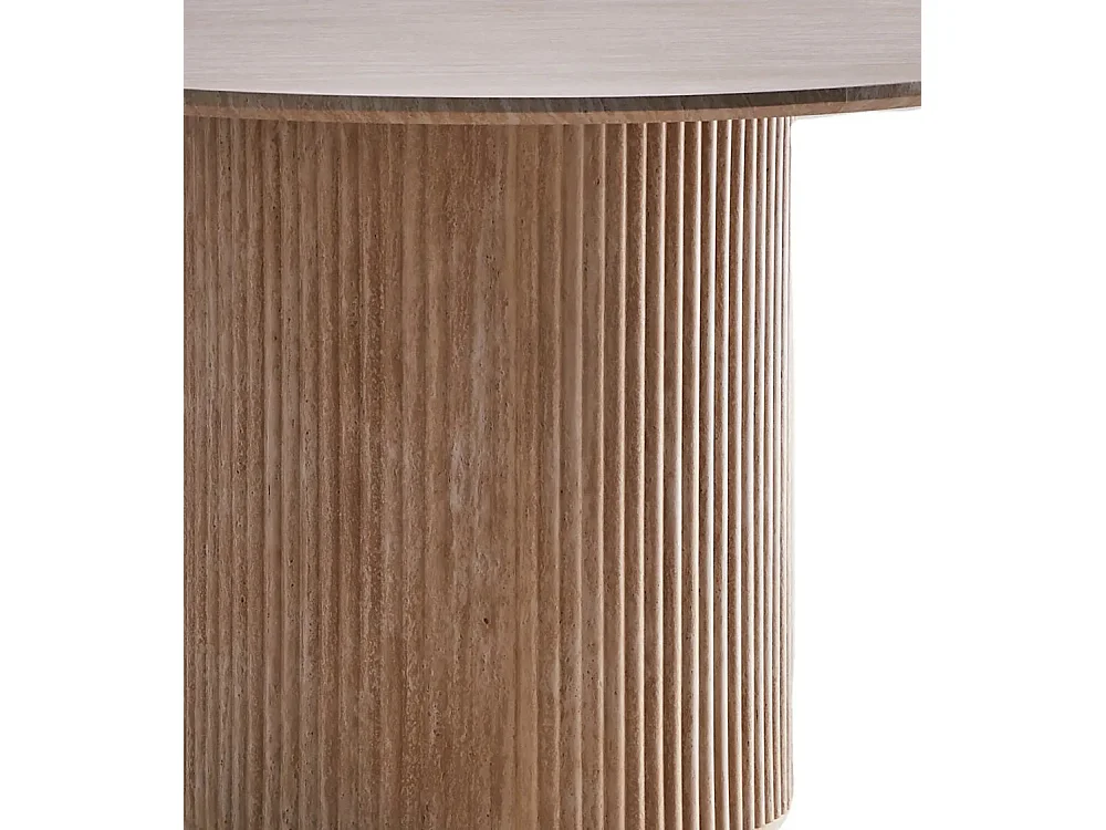 Mesa de comedor redonda de base central acanalada para 4 comensales 120 cm Cela