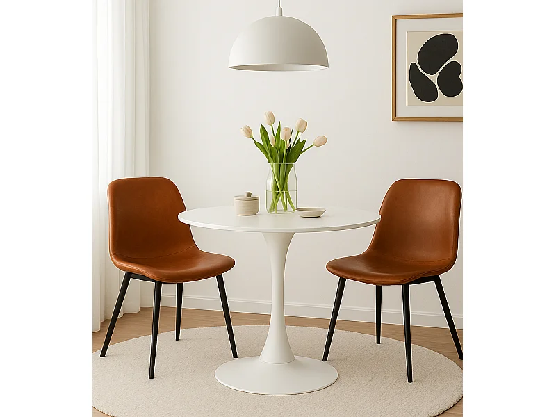 Mesa para comedor o cocina de melamina para interior exterior de 100 cm blanca Tauro