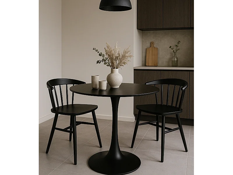 Mesa para comedor o cocina de melamina para interior exterior de 100 cm negra Tauro