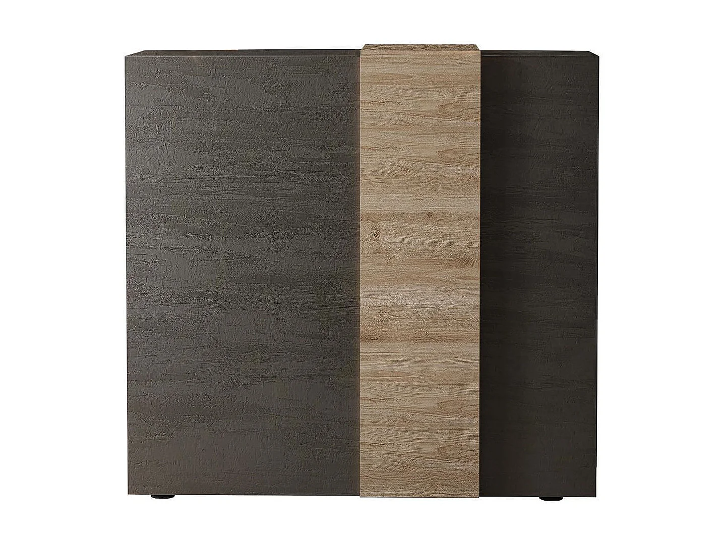 VESUVIO TITANE - Rangement 2 Portes Gris Anthracite et Aspect Bois Finition Cadiz