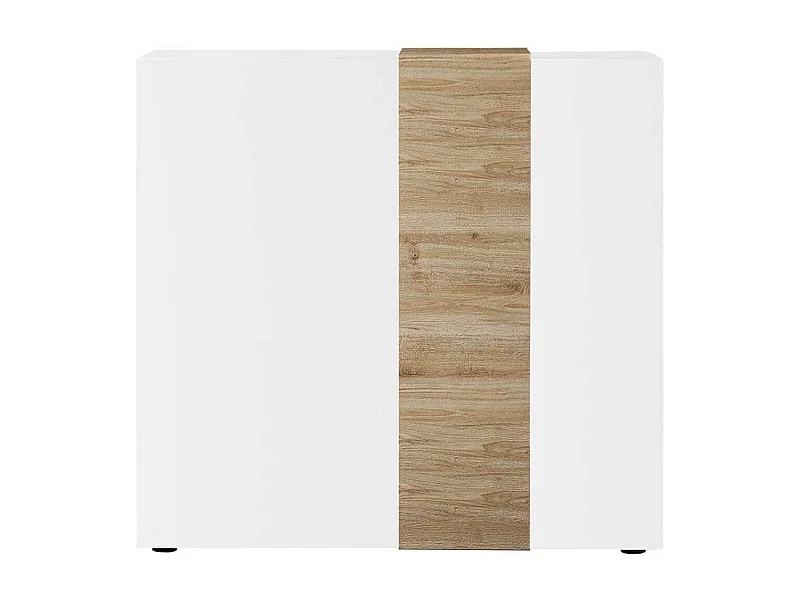 VESUVIO BLANC - Rangement 2 Portes Laqué Blanc et Aspect Bois Finition Cadiz