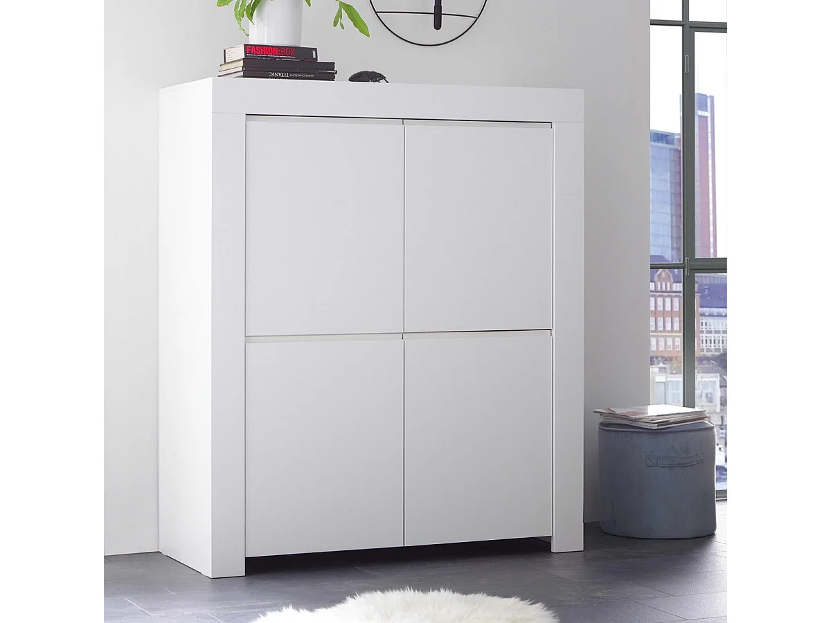 FIRMIN - Rangement 4 portes Blanc Finition Mat