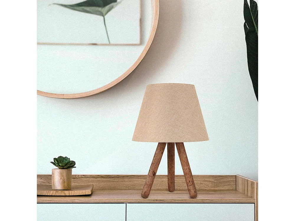 Lampe à poser en bois et tissu Carla