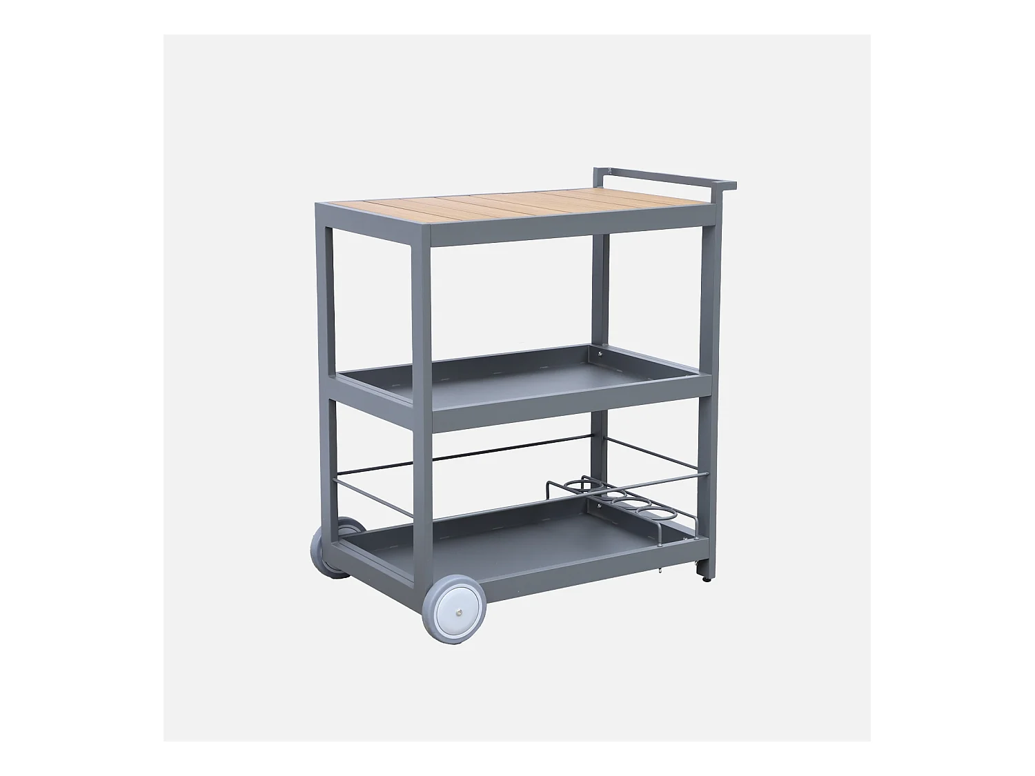Carrello da cucina in alluminio con ruote e maniglia, 84cm, antracite