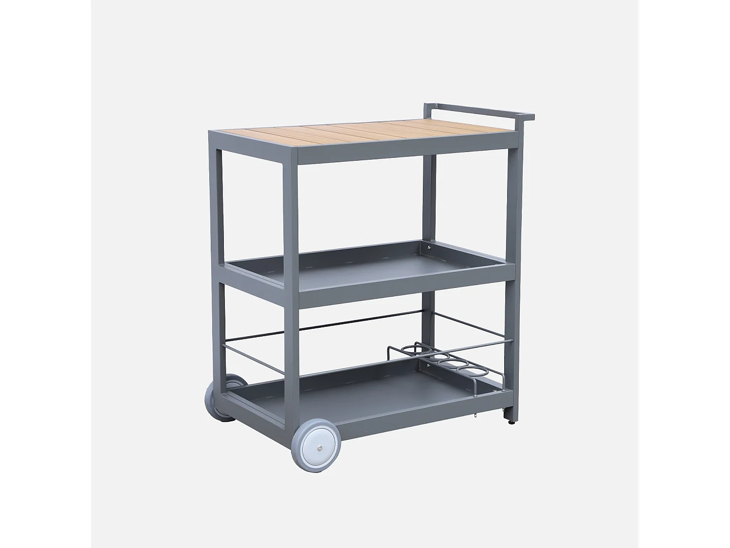 Carrello da cucina in alluminio con ruote e maniglia, 84cm, antracite