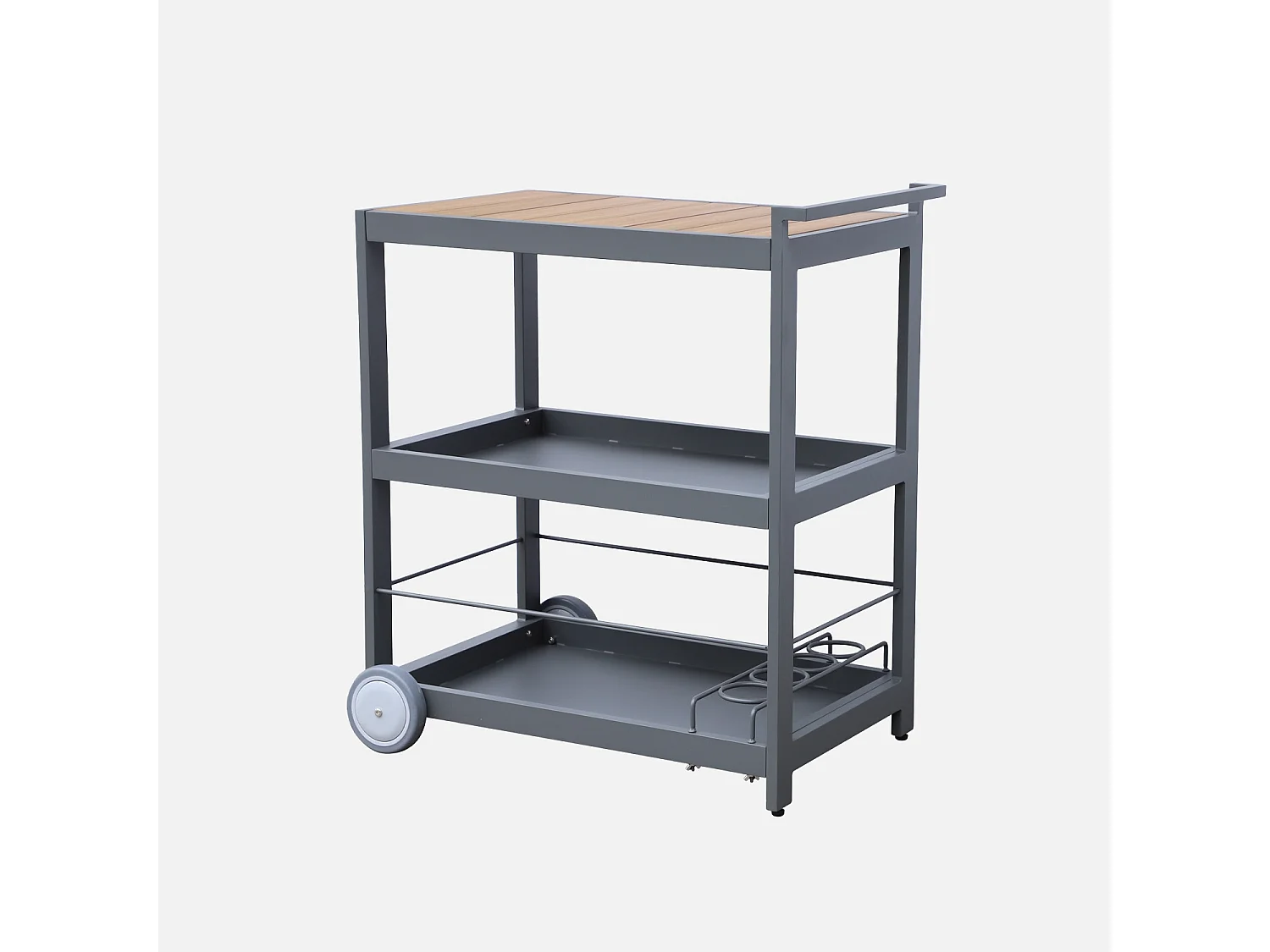 Carrello da cucina in alluminio con ruote e maniglia, 84cm, antracite