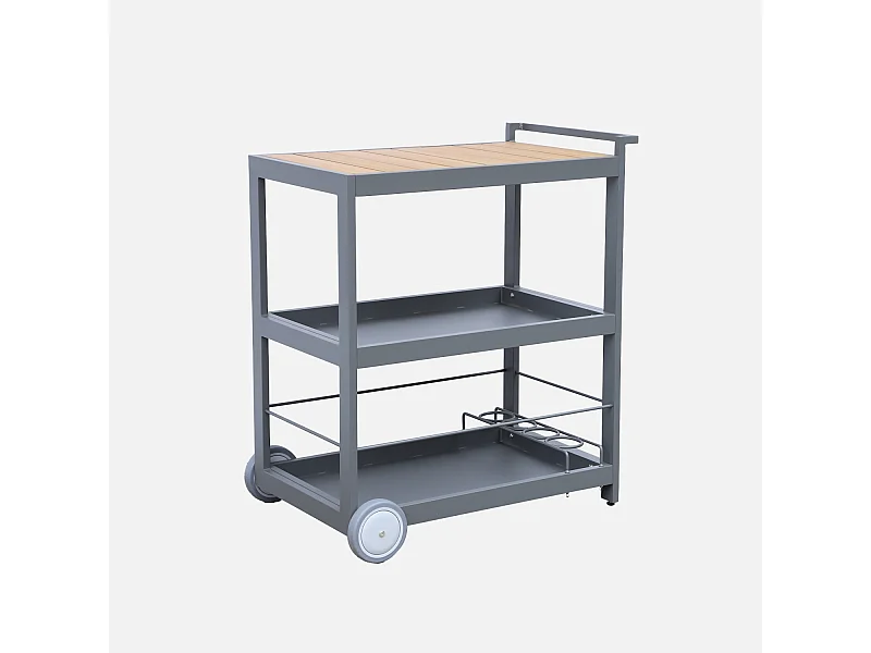 Carrello da cucina in alluminio con ruote e maniglia, 84cm, antracite