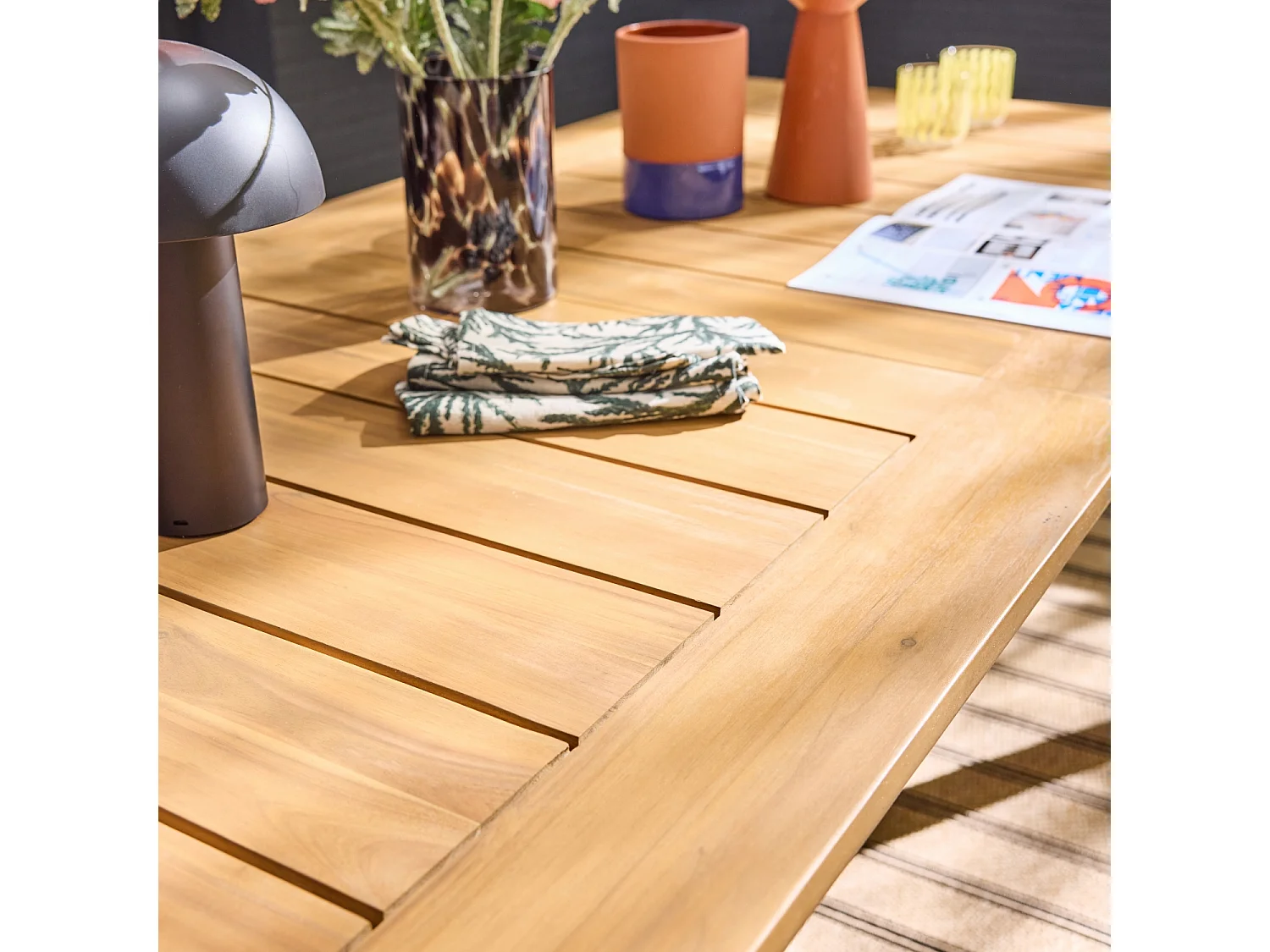 Mesa de jardín de madera de acacia, 10 plazas natural